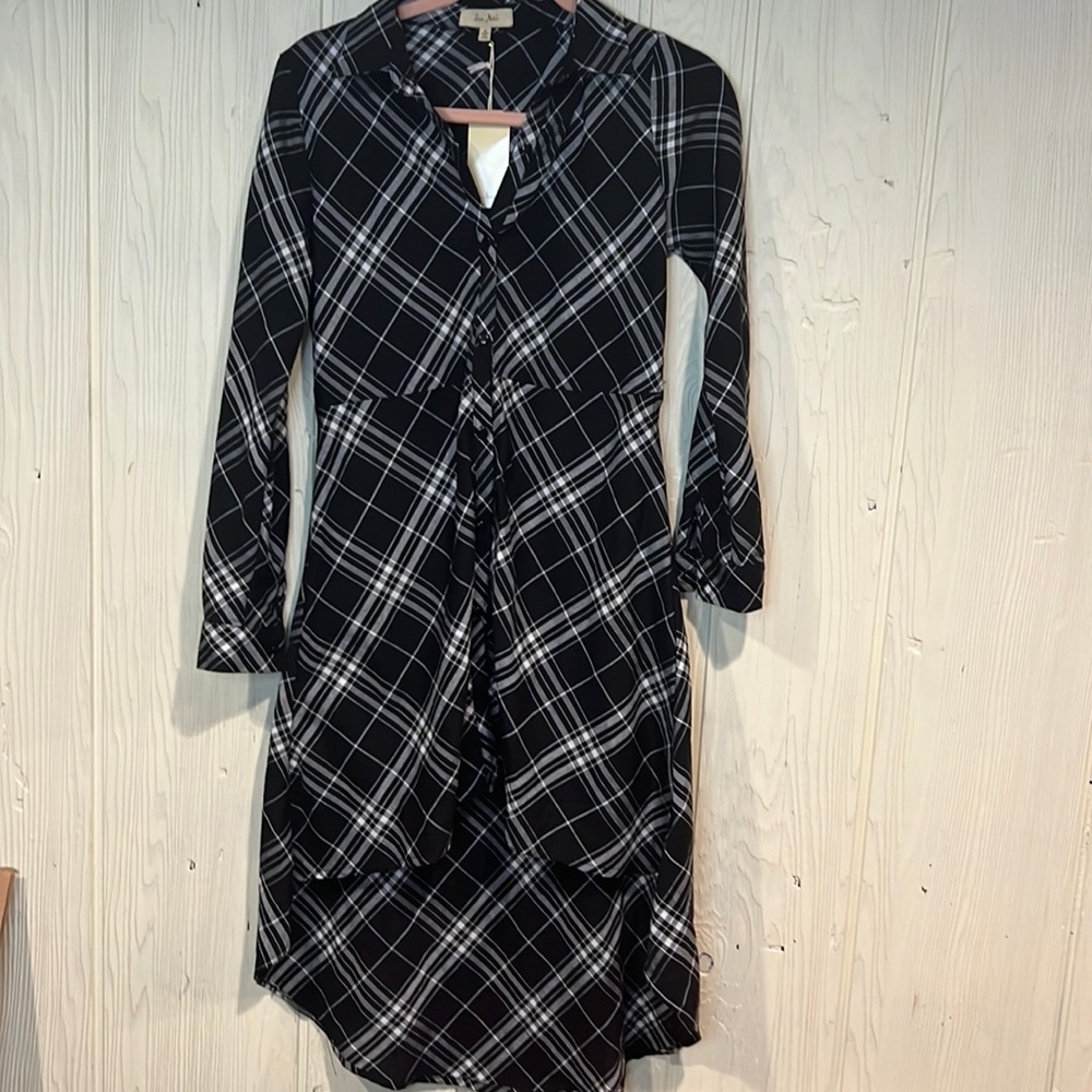 LOVE NOTES PLAID HIGH LOW DRESS SIZE 1